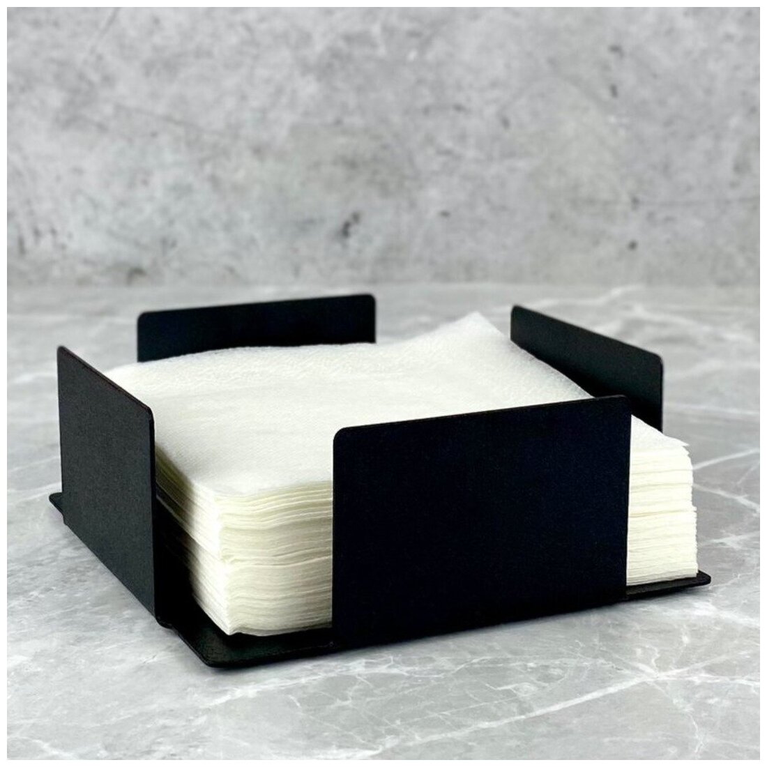 Салфетница кухонная на стол металлическая горизонтальная черная Лофт для бумажных салфеток 33 удобства 102013ч
