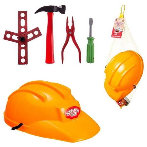 фото Игровой набор abtoys помогаю папе строительная каска и набор инструментов (молоток и другие) pt-01448