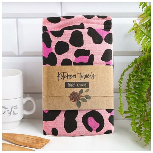 фото Набор кух.полотенец "доляна" leopard 40х73см-2шт., 100% хл, вафля, 160 гр/м2 5472072