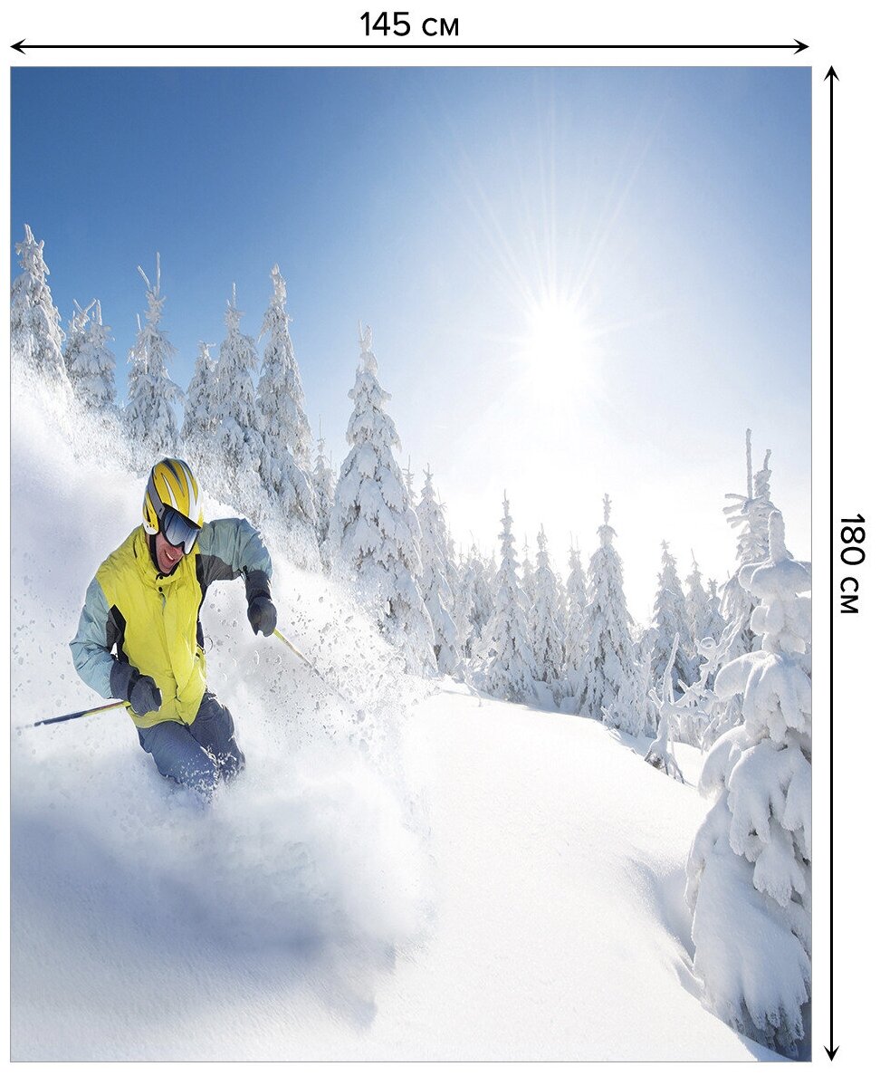 Скатерть прямоугольная JoyArty "Скользящий в снегу лыжник" из сатена, 180x145 см