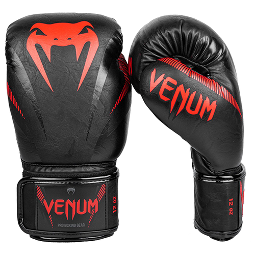 фото Боксерские перчатки venum impact black/red (12 унций)