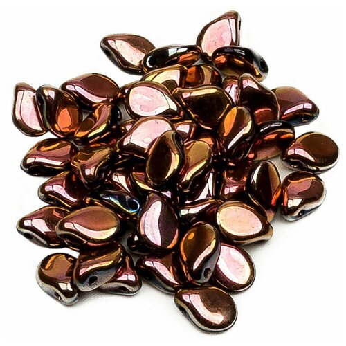 Стеклянные чешские бусины, Pip Beads, 5х7 мм, цвет Jet Full Capri Rose, 50 шт.
