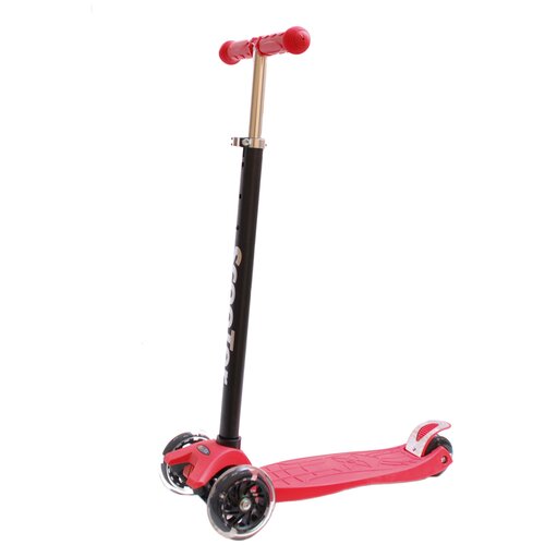 фото Самокат детский scooter регулируемый руль, колеса 120 и 80 мм красный