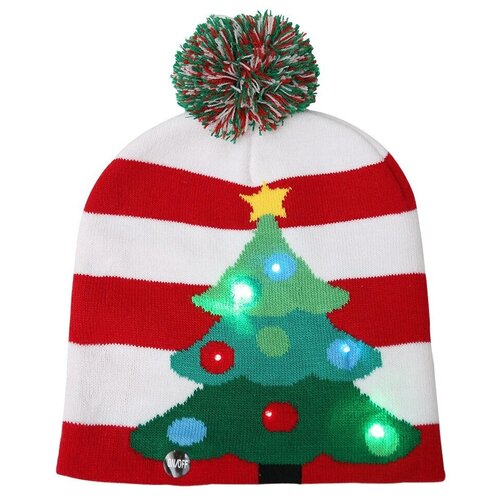 фото Вязаная новогодняя шапка со светодиодной подсветкой (хо-хо), zdk
