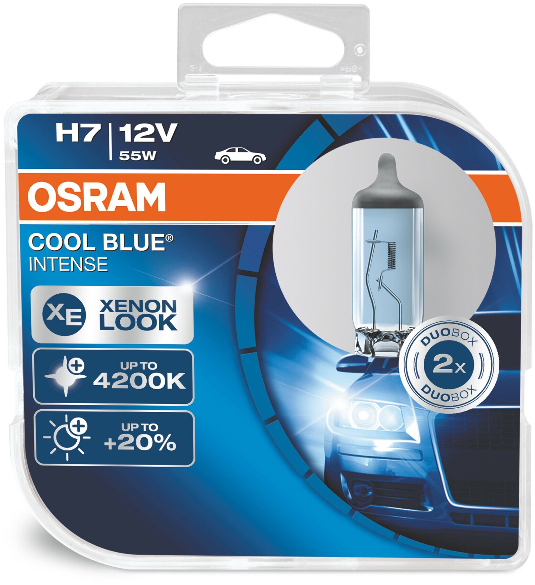 Лампа автомобильная галогенная OSRAM COOL BLUE INTENSE H7 64210CBI-HCB 12V 55W PX26d