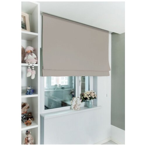 Римские шторы блэкаут на окна для комнаты, Моя Штора, ширина 150 см х высота 150 см, Серо-бежевый