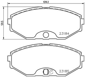 Дисковые тормозные колодки передние NISSHINBO NP2035 для Infiniti, Nissan (1 шт.)