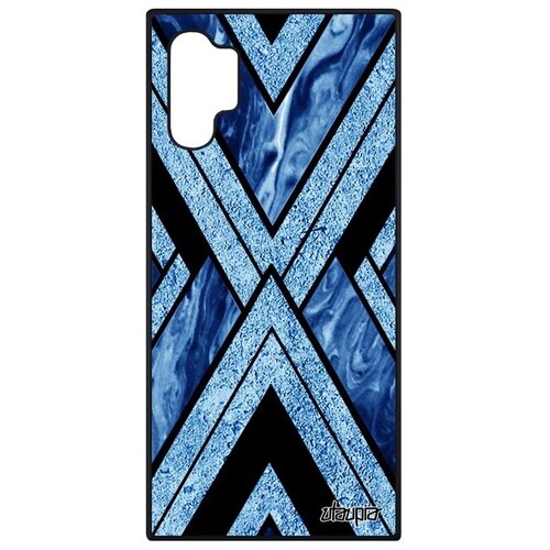 фото Противоударный чехол на телефон // galaxy note 10 plus // "икс-орнамент" гранит рельеф, utaupia, синий