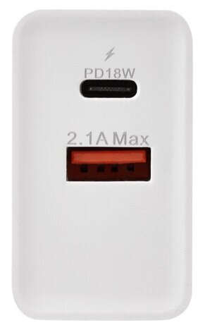 Зарядное устройство сетевое универсальное зарядка REXANT для гаджетов смартфонов Apple Android iPhone Type-C + USB А, 5V, 3,6A (Qch), белое