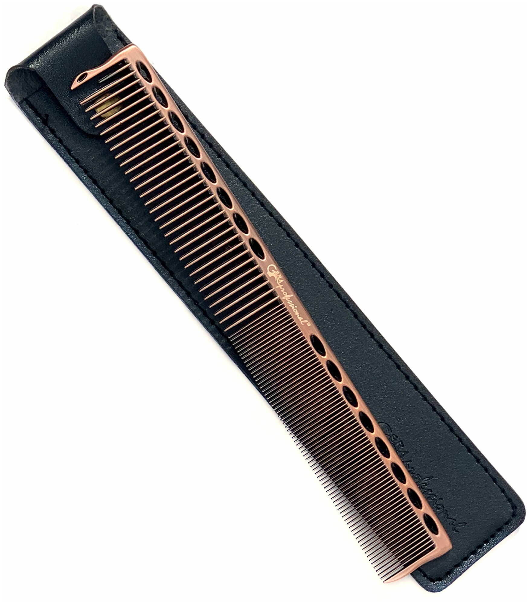 Gera Professional, Расческа для стрижки металлическая, цвет бронзовый, длина 20 см