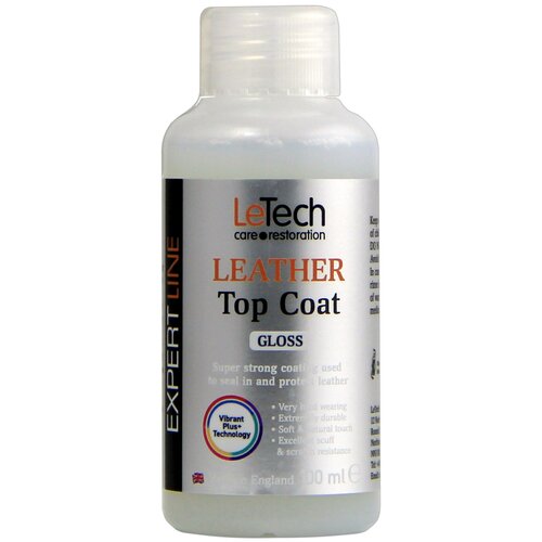 Защитный глянцевый лак для кожи после ремонта, после покраски, LeTech (Leather Top Coat) Gloss 100ml