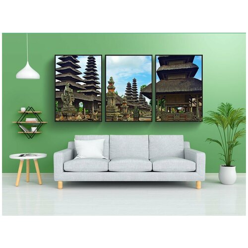 фото Набор модулных постеров для интерьера "индонезия, бали, пагода" 60x90 см. в тубусе, без рамки lotsprints