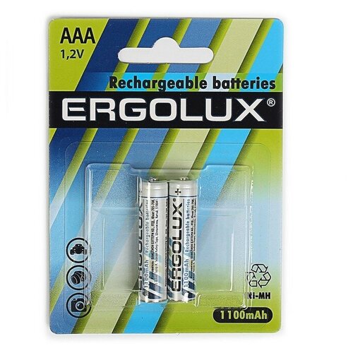 фото Аккумулятор ergolux, aaa, ni-mh, hr03-2bl (nh-aaa1100bp2), 1.2в, 1100 мач, блистер, 2 шт. 3781604