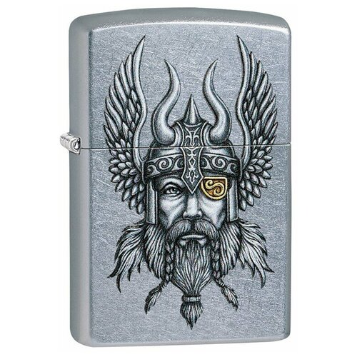 Зажигалка Zippo Viking Warrior с покрытием Street Chrome, 29871