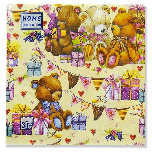 Салфетки бумажные 33*33см 3сл 20шт мишки Home Collection Classic