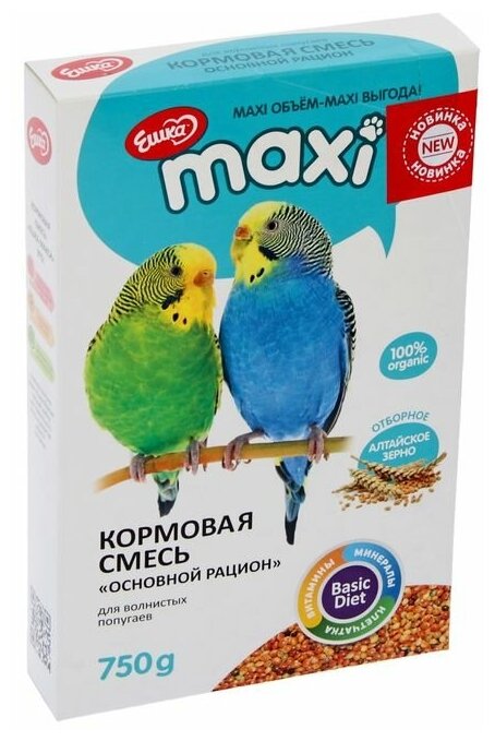 Корм «Ешка MAXI» для волнистых попугаев, основной рацион, 750 г 2152044