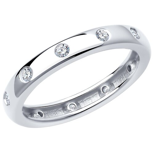 Кольцо SOKOLOV, серебро, 925 проба, родирование, фианит, размер 17 кольцо из серебра 925 пробы с фианитами sr27149 w1 ko 001 wg вес 7 11 г