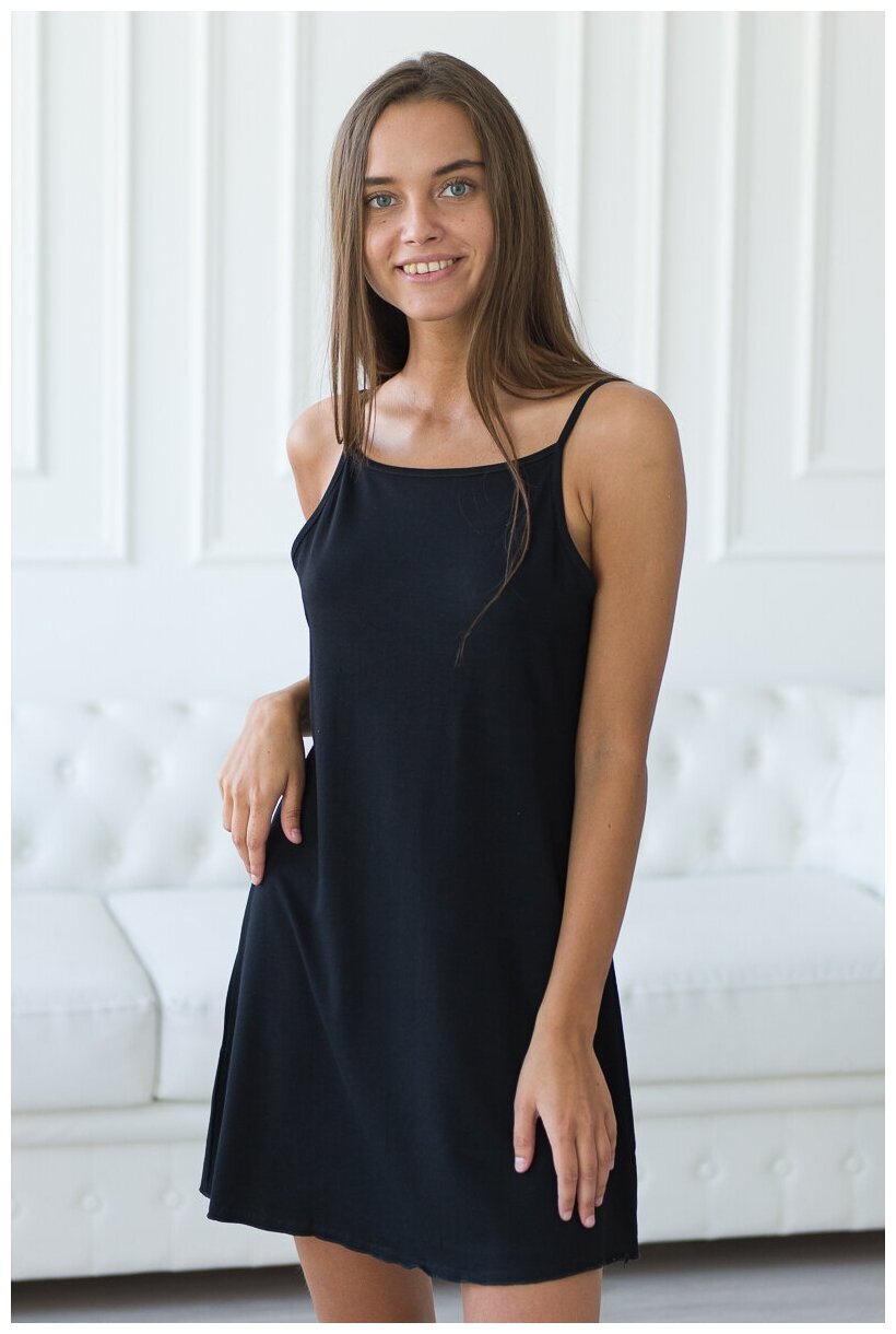 Ночная сорочка, платье домашнее, платье с кружевом "Селин" Амадэль, черный - фотография № 6