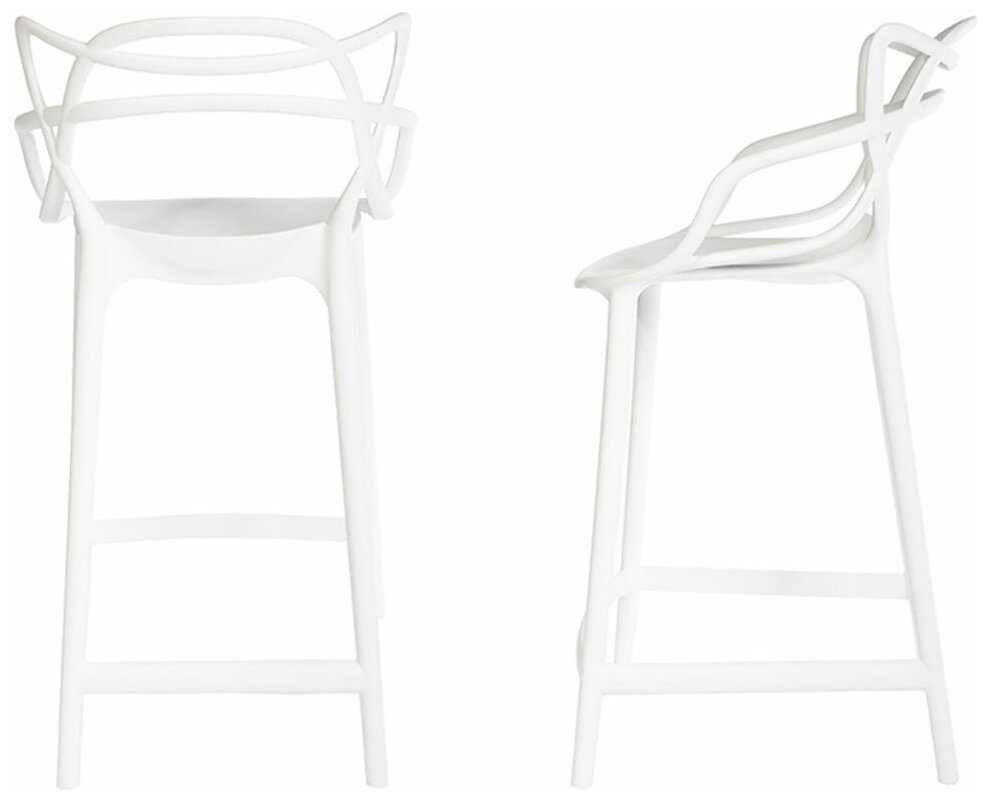 Комплект из 2-х стульев полубарных Masters белый / Стулья пластиковые / Барный стул / Стул кухонный / Стулья для бара / Мебель для дачи и сада
