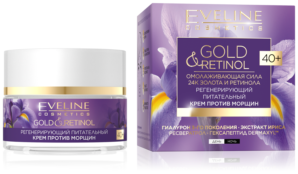 Крем для лица EVELINE GOLD & RETINOL регенерирующий питательный 40+ (против морщин) 50 мл