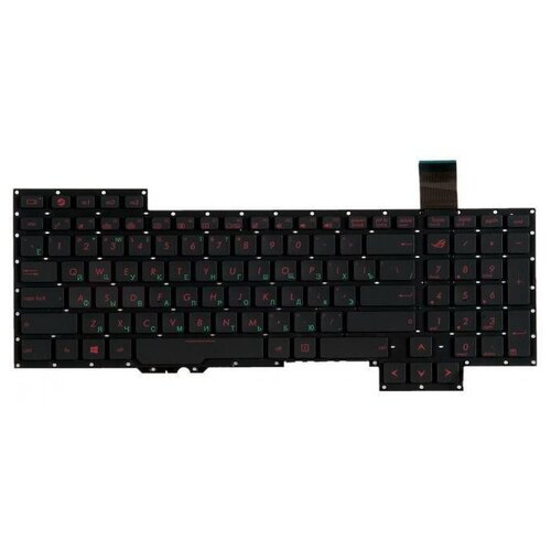Клавиатура для ноутбука Asus G751 черная без рамки красный принт прямой Enter ZeepDeep 352800₽