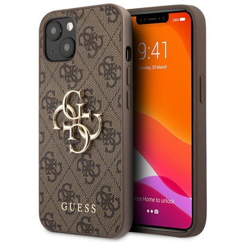 фото Чехол cg mobile guess pu 4g big metal logo hard для iphone 13 mini, цвет коричневый (guhcp13s4gmgbr)