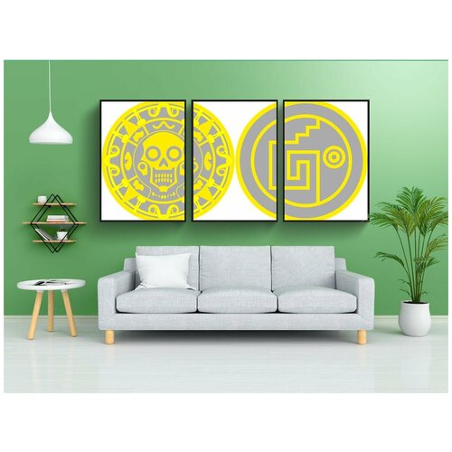 фото Набор модулных постеров для интерьера "ацтекский, майя, тольтек" 60x90 см. в тубусе, без рамки lotsprints