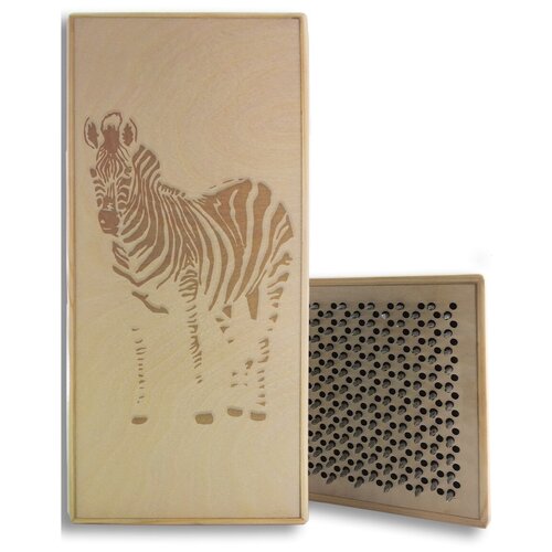 фото Доска садху черная зебра - 158, размер 31x14, шаг гвоздей 10 мм чакра