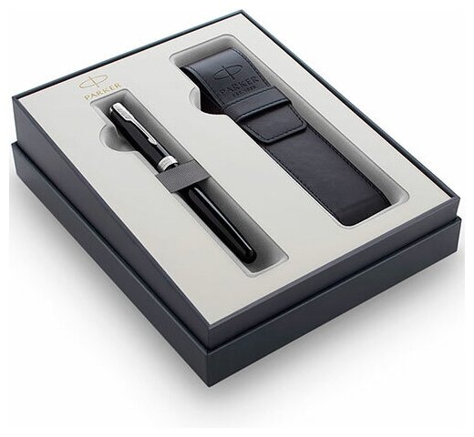 2121709 Подарочный набор Parker (Паркер) Sonnet Black CT из перьевой ручки и чехла