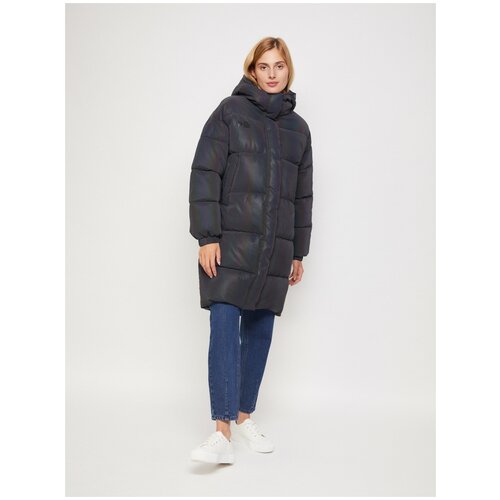 фото Тёплое пальто из светоотражающей ткани, цвет темно- серый, размер m zolla