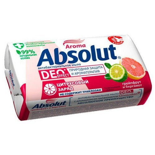 Мыло Absolut DEOeffect туалетное 90гр грейпфрукт/бергамот кусковое absolut pro крем мыло туалетное 6шт 90гр