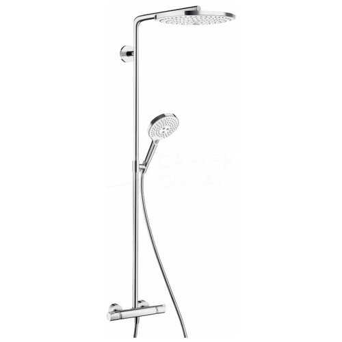 душевой комплект hansgrohe raindance select s 300 2jet showerpipe 27133400 белый хром 1600 мм Душевая стойка Hansgrohe Raindance Select S S300 2jet 27133400 Showerpipe