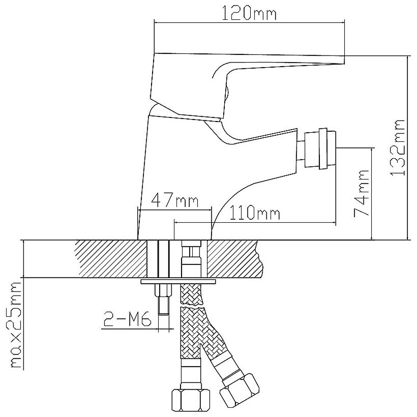 Смеситель для биде BOOU из латуни, 40мм (B8282-6) - фото №5