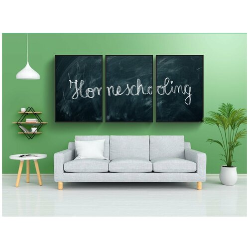 фото Набор модулных постеров для интерьера "домашнее обучение, мел, классная доска" 60x90 см. в тубусе, без рамки lotsprints