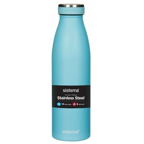 фото Стальная бутылка hydrate 500 мл, голубая sistema