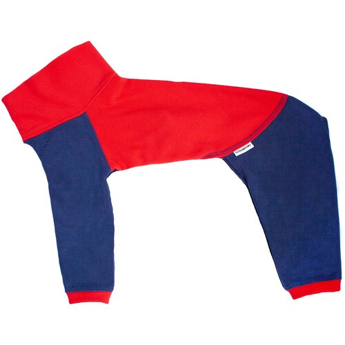 Флисовый комбинезон для собак , цвет красный-т. синий, размер S2.