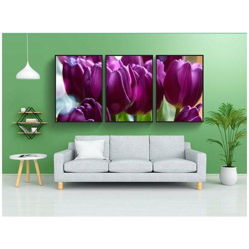 фото Набор модулных постеров для интерьера "тюльпан, природа, завод" 60x90 см. в тубусе, без рамки lotsprints