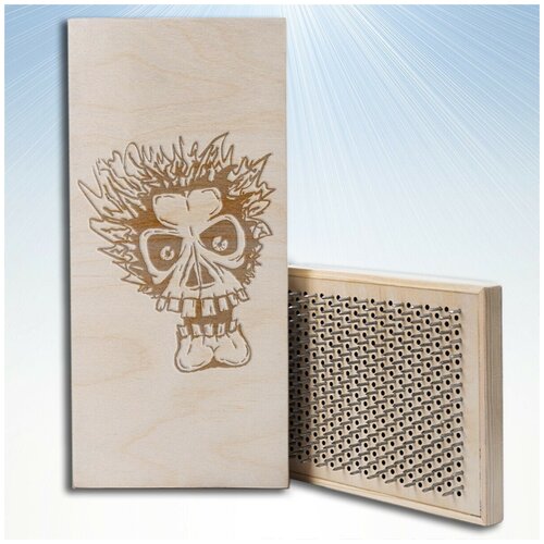 фото Доска садху для йоги с динамическими гвоздями череп - 1422 woodart