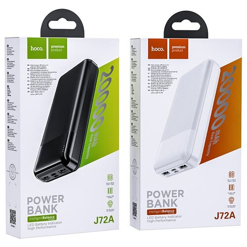 Внешний аккумулятор (Power Bank) Hoco J72A для 20000mAh (10W, 2USB, MicroUSB, Type-C) (черный)