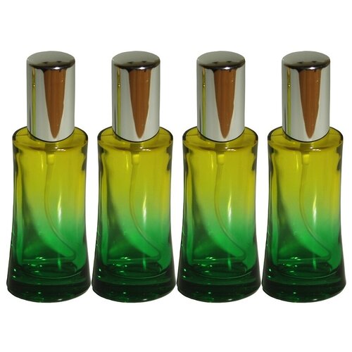 фото Атомайзер цилиндр для духов aromaprovokator желто-зеленое стекло спрей серебро 50 мл набор 4 шт