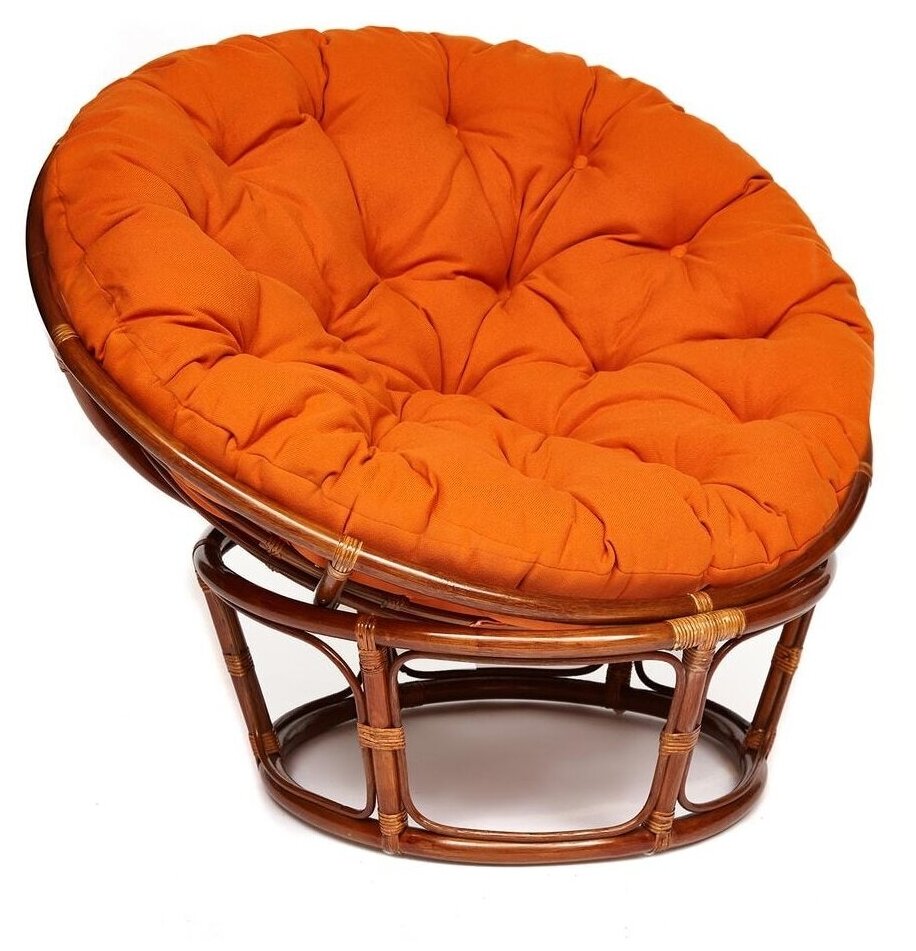 Кресло "PAPASAN" 23/01 W /с подушкой/ Pecan (орех), ткань Оранжевый, С 23