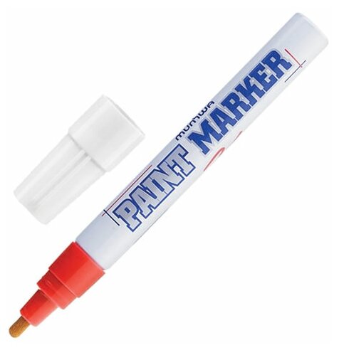 Маркер-краска лаковый (paint marker) MUNHWA 4 мм красный нитро-основа алюминиевый корпус PM-03 4 шт.