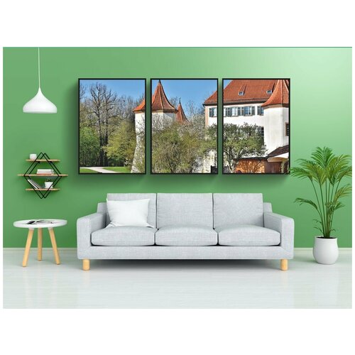 фото Набор модулных постеров для интерьера "замок, парк, башни" 60x90 см. в тубусе, без рамки lotsprints