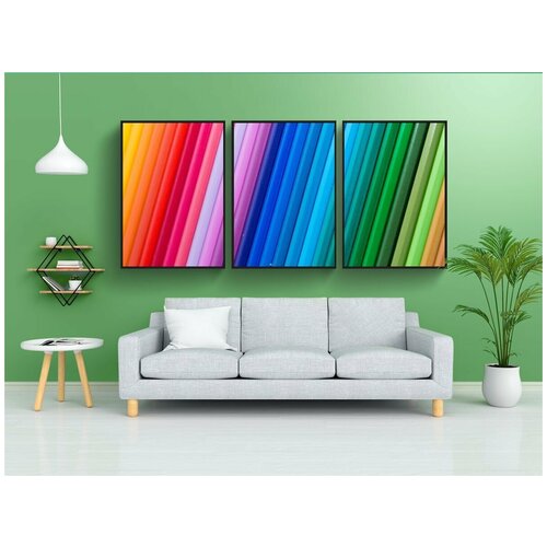 фото Набор модулных постеров для интерьера "цветные карандаши, разноцветный, цвет" 60x90 см. в тубусе, без рамки lotsprints