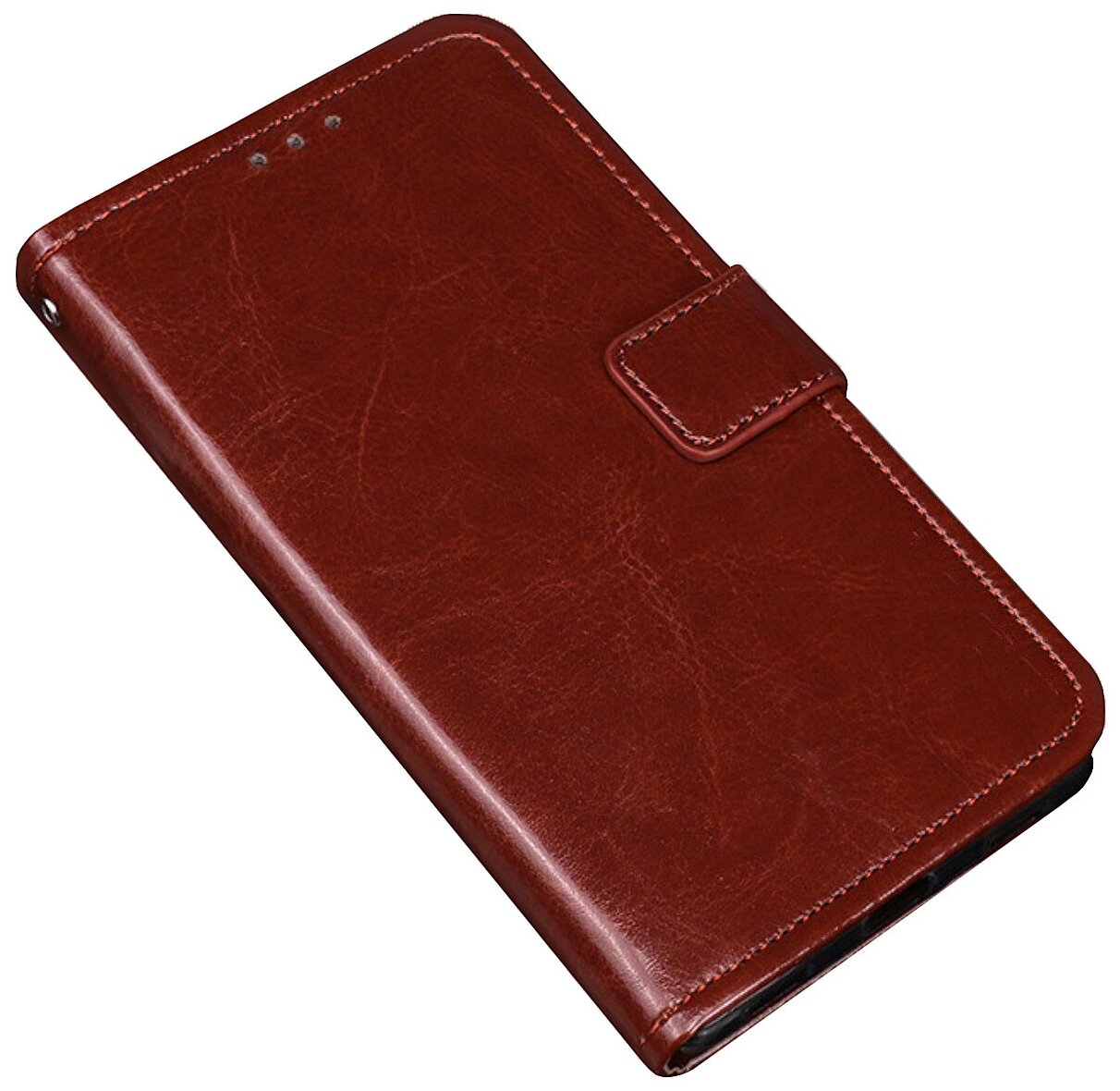 Чехол-книжка MyPads для Samsung Galaxy S21 (SM-G991) из качественной импортной кожи с подставкой застежкой и визитницей коричневый