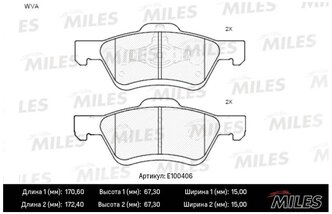 Дисковые тормозные колодки MILES E100406 для Ford Maverick, Mazda Tribute (4 шт.)