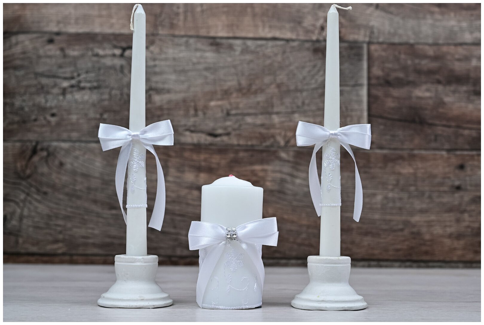 Свадебные свечи "Классика", белого цвета, для проведения свадебного обряда "Домашний очаг"