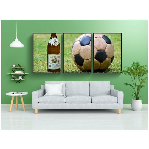 фото Набор модулных постеров для интерьера "футбол, кожаный мяч, мяч" 60x90 см. в тубусе, без рамки lotsprints