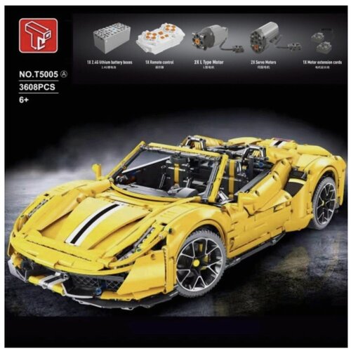 Конструктор ferrari 488 california 3608 деталей желтый конструктор желтый ferrari 488 3608 деталей t5005