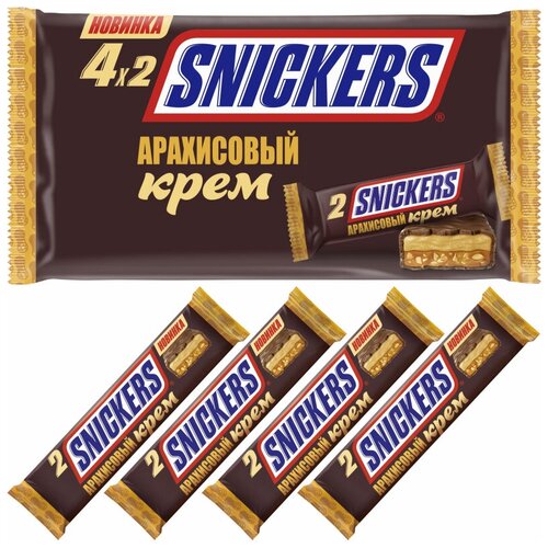 фото Шоколадный батончик snickers арахисовый крем, 4шт x36,5г/уп 2 шт.